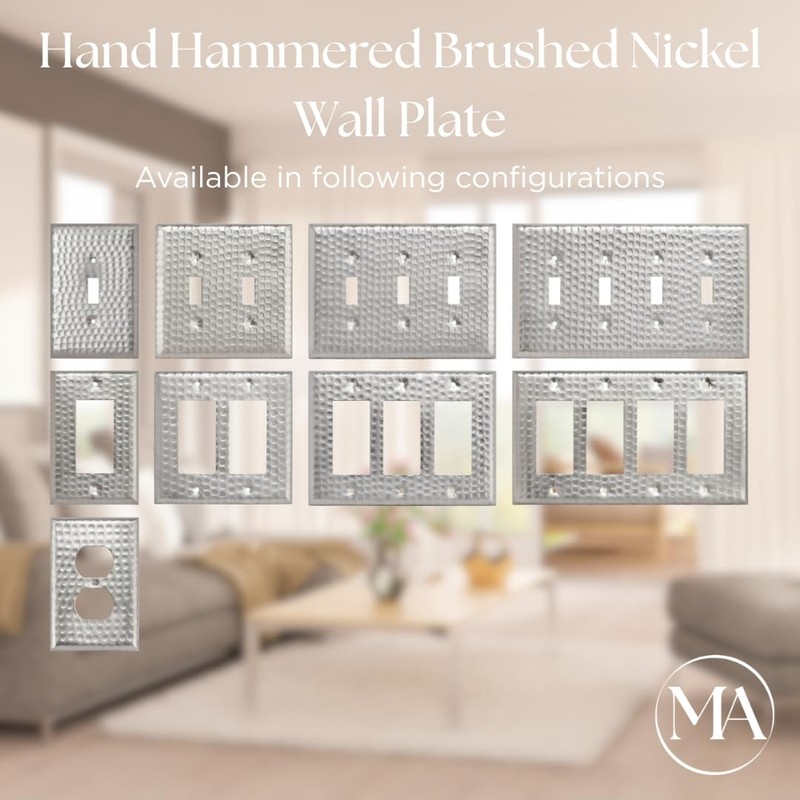 Monarch Abode Rocker Light Switch Cover Plate – 4-Gang Brushed