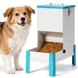 CBKKLHY Automatic Dog Feeder 10L Auto Cat Feeder with Stand Gravity Dog Food Dispenser with A Detachable Feeding Tray, Galvanized Pet Feeding Station for Dogs & Cats (10L)