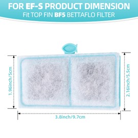TOP FIN EF-S Small Element Filter Cartridges (12 Count) for Top Fin BF5 Bettaflo Cartridge Filters and Desktop Aquariums, Replacement Water Filtration Cartridges 2.1" x 3.7"