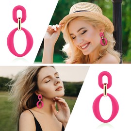 Rectangle Acrylic Earrings Square Geometric Statement Earrings Fashion Acrylic Oval Drop Earrings for Women Girls Funky Jewelry, Acrylic, Acrylic