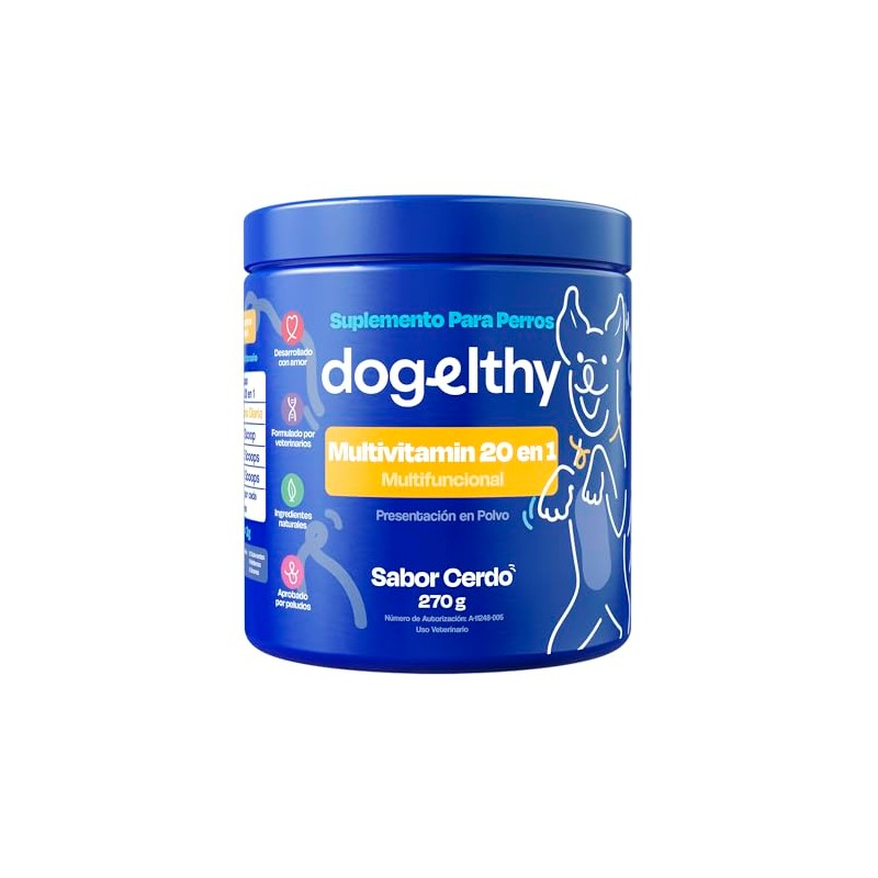 Dogelthy Multivitamin 20 en 1. Suplemento Multivitamínico para Perros