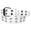White 2 Holes Row Silver Grommets Bonded Leather Belt Removable