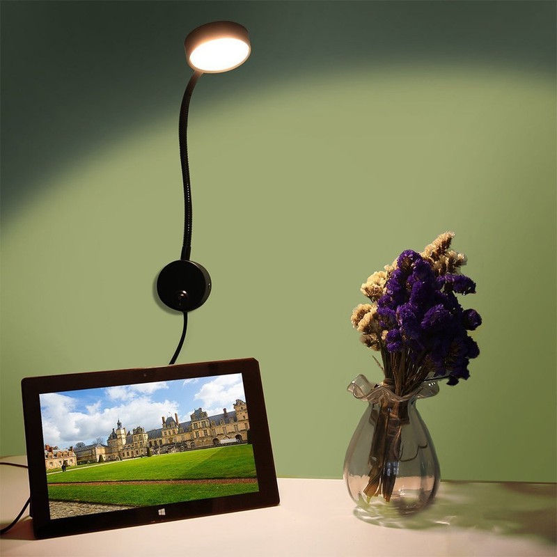 WeFoonLo 5W Wall Mounted Reading Light Flexible Gooseneck LED Sconce