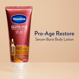 Vaseline Gluta-Hya Body Lotion for visibly bright and smooth skin Pro-Age Restore with Pro Collagen Complex to reduce fine lines 200 ML