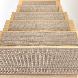 RIOLAND Linen Non-Slip Stair Treads for Wooden Steps Indoor, 8" X 30" (15Pack) Carpet Stair Runner for Pets Kids and Elders