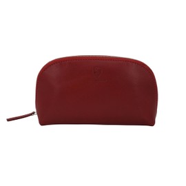 GERMANUS Helge Cosmetic Bag Genuine Leather Toiletry Bag Wash Bag Makeup Bag Clutch Red, red, Contemporary