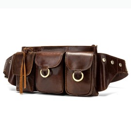 Xieben Vintage Leather Fanny Pack for Men Waist Bag Hip Outdoor Travel Purse Phone Bum Belt Messenger Shoulder Sling Chest Bags Brown