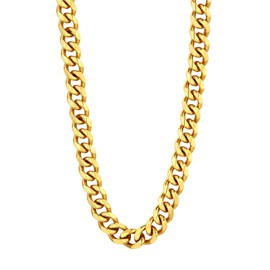 U7 Men's 22 Inch Cuban Chain Hip Hop Style Gold Plated 12mm Solid Curb Link Chunky Necklace with Lobster Claw Clasp