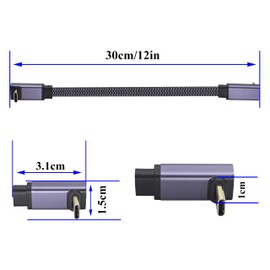 zdyCGTime Flat Braided 3A&10Gbps USB3.1 Type C Extension Cable Up&Down Angle Type C 3.1 USB Male to 90 Degree USB C Male 4K@60hz AV Monitor Short Cord for Laptop Phone(Dual UP/M/M-0.3M)