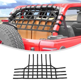 Linskip Heavy Duty Cargo Net Compatible with 2018-2025 Jeep Wrangler JL JLU 4XE 4Door, Trunk Divider Net for Jeep JL Exterior Accessories(Black)