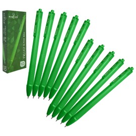 Retractable Ballpoint Pens, 0.7mm Fine Point, GREEN, Pack of 10, RADTri Tri Grip Pens, Everyday Pens for School Office Home, iVAIDEX Black Ball Pen