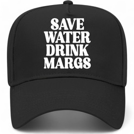 Save Water Drink Margs Vintage Trucker Hat | Premium Snapback Baseball Hat for Men & Women (US, Alpha, One Size, Black)