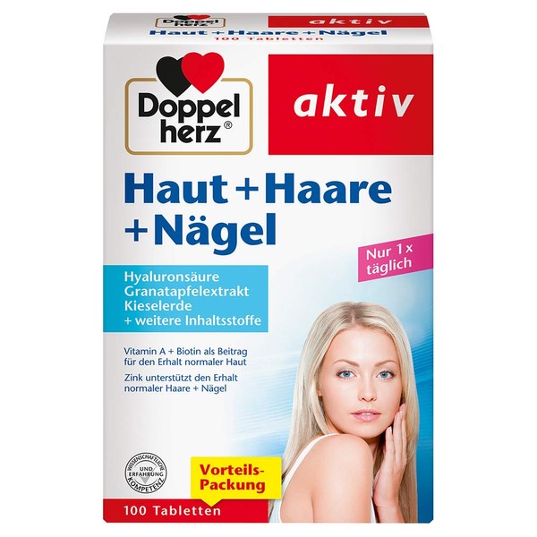 Doppelherz Skin Hair Nails - With Zinc to Help Maintain Normal Skin, Hair and Nails - 100 Tablets
