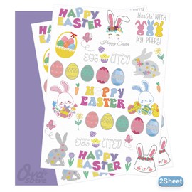 Ovasorve Easter Temporary Tattoos, 40 Glitter Styles Easter Bunny Decorations, Easter Egg Fillers, Easter Basket Stuffers, Easter Activities Toys for Kids Girls