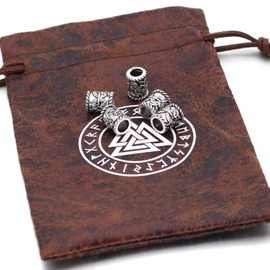 Pack of 3 Stainless Steel Viking Beard Beard Beads, Hair Beard Beads Braiding, Inner Diameter 6 mm, for Hair Braiding Bracelet Pendant Necklace Silver DIY Jewellery Hair Accessories, Alloy Steel