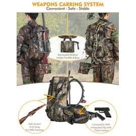 NEW VIEW 35L Hunting Backpacks for Men, Camo Bag with Bow & Rifle Holder, Saddle Daypack for Deer, Elk, Whitetail