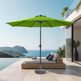 HOMSHADE 9ft Outdoor Patio Umbrella - Market Table Pool Deck Umbrella UPF50+ UV Protection with Push Button Tilt, Crank and 8 Sturdy Ribs (Green, No base)