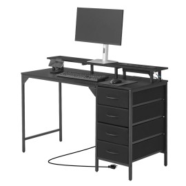 Uimoso 47-Inch Computer Desk with LED Lights, Power Outlets, and 4 Drawers