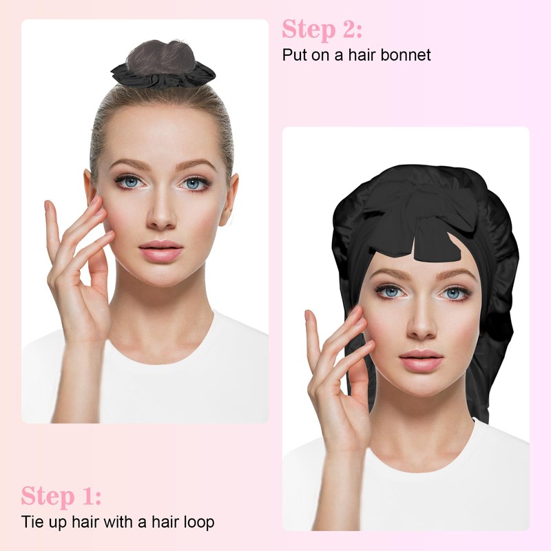 Long Satin Bonnet for Women (Black)