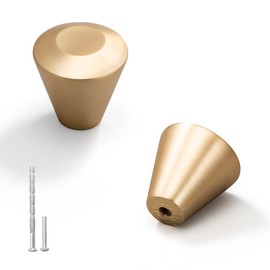 YAGU Modern 10 Pack Kitchen Drawer Knobs Cabinet Knob Brushed Gold Brass Furniture Hardware for Cupboard Wardrobe Closet Dresser