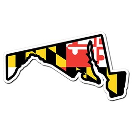Maryland Flag Map Shape - 6.0"x3.3" - Printed Vinyl Decal Sticker MD USA