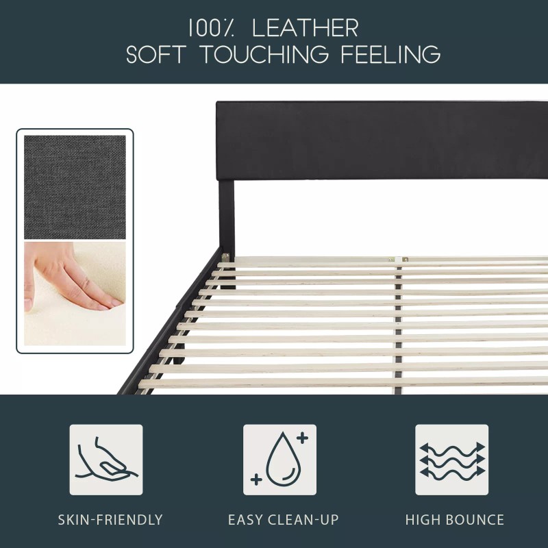 Lov4ever Full Queen King Size Upholstered Platform Bed Frame with