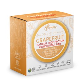 BAMBOEARTH Solid Rice Protein Water Conditioner Bar Hair Soap – Conditioning Bars For Hair With All Natural Plant Based Essential Oils And Zero Waste Packaging - Use With Shampoo Bar (Grapefruit)