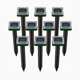 Ultrasonic Solar Mole Repeller – Long-Lasting Outdoor Rodent Deterrent for Yard Flower Beds Garage, Effectively Repels Moles Gophers Voles Shrews-10Pack