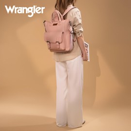 Montana West Wrangler Womens Convertible Backpack Purse Anti-Theft Backpack with Adjustable Crossbody Shoulder Strap for Work Travel, Pink