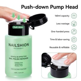 Nail Polish Remover, Non-Acetone Fingernail Polish Remover with Easy Push-down Pump, Non-Drying with Aloe Extract & VE 5-10s Effectively to Clear Quick Dry Nail Polishes, 160ml Aloe Scent