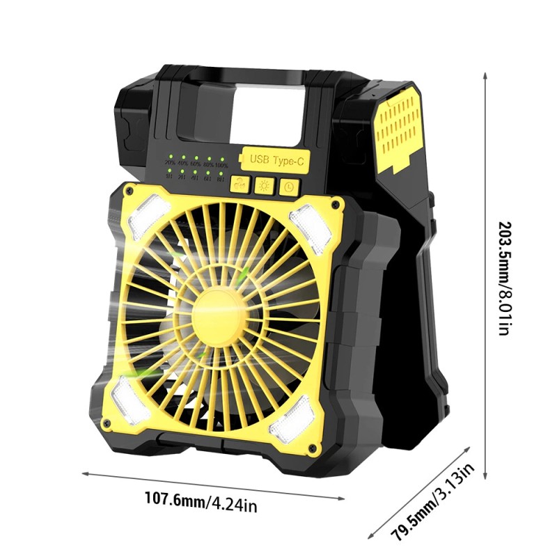 KEPEAK 5 Speed Solar Fan&Portable Camping Fan with Lantern 5200mAh
