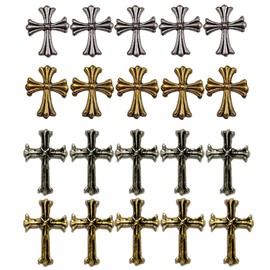 JEOPKO 100PCS Cross Nail Charms, Nail Art Accessories Metal 3D Punk Nail Ornaments for Manicure Nail Art Craft DIY Nail Accessories Supplies Antique Gold & Antique Silver, (23040605PXWBDUKZMH)