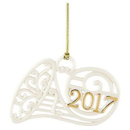 Lenox Ornamentos anuales de China 2017 Happy Holly Days Fresh Powder muñeco de nieve, cuerno, Blanco, 1, 1