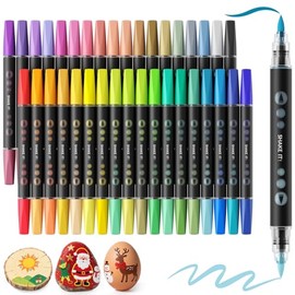 SUNEE 72 Colors Dual Tip Acrylic Paint Markers Pens, 36 Pack Dual Brush Tip Art Markers with Automatic Ink Control System, Water-Based Acrylic for Paper, Metal, Rock, Ceramic, Wood, Canvas, Glass
