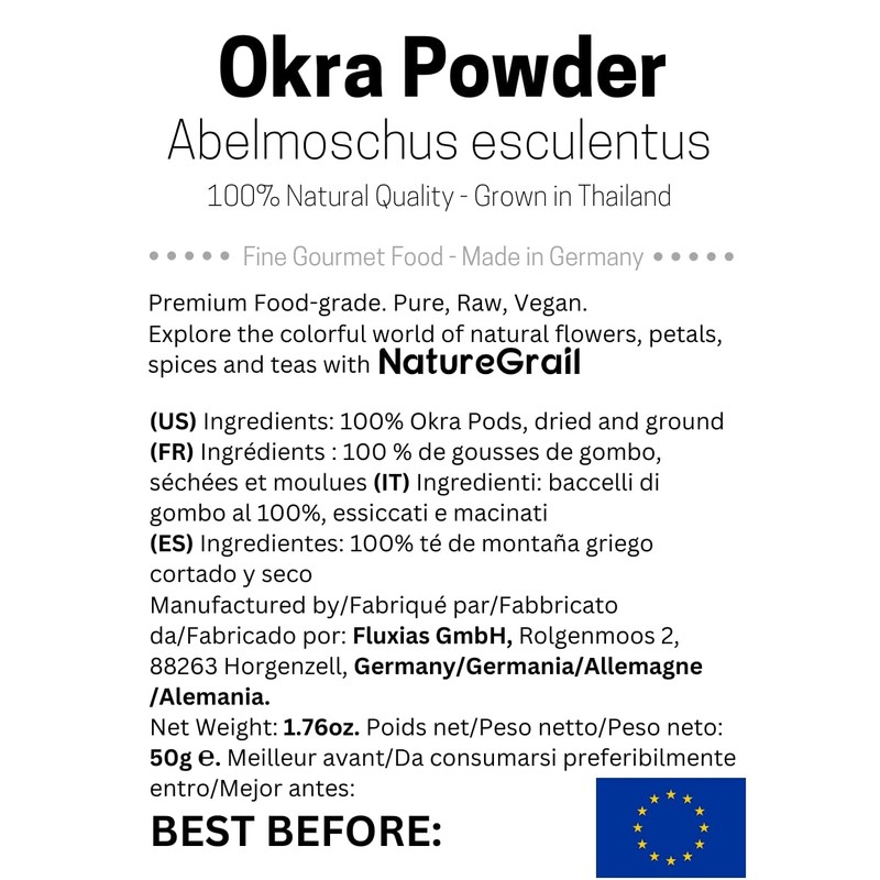 Okra Powder, Made From 100% Abelmoschus Esculentus - Pure, Natural