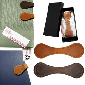 Leather Magnetic Bookmark, Genuine Leather Magnetic Bookmarks, Genuine Magnetic Bookmarks for Thick Books, Two Pieces of Bookmark Paper, for Bibles, Planners, Gift Box.