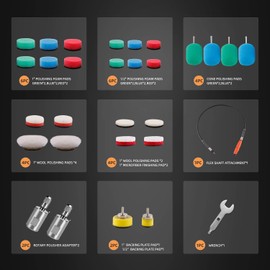 SPTA M14 Gewinde Flexible Welle, Mini Detail Polierer Universal-Rotationsschleifwerkzeug 30-teiliges Polierpad Schwammpolierpad für Rotationswerkzeuge/Polierer, Bohrmaschine für Metallaluminium