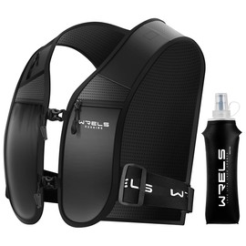 WRELS Running Vest with Running Water Bottle,Adjustable Reflective Hydration Vest with Waterproof Phone Holder for Women Men,Lightweight Water Vest for Outdoors(L/XL)