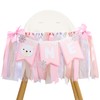 Polar Bear High Chair Banner,Winter Onederland Birthday Decorations,Arctic Girl 1st Birthday Highchair Banner,Silver Snowflakes Pink Ribbon Banner,Polar Bear First Icicle Birthday Photo Prop