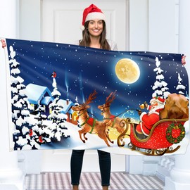 Christmas Flag 5ft x 3ft with eyelets - Christmas Banner Santa Claus - Vivid Digital Print - 110Den Thick polyester - Double Seam