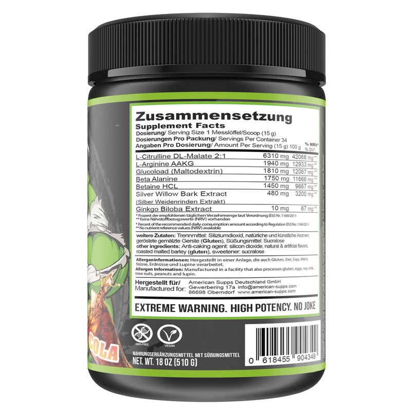 American Supps® Premium Pump Booster [510g] - AAKG + L