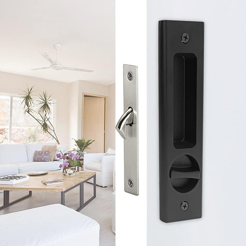 AcxdJnye 6.3” Privacy Pocket Door Lock Hardware with Key Double