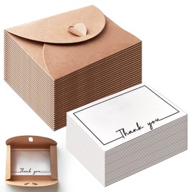25 Sheets Small Envelopes with 25 Sheets of Blank Paper Cards, 10.6 x 7.6 cm Envelope with Cards Kraft Paper Envelopes for Birthday Party Invitation Thank You Cards