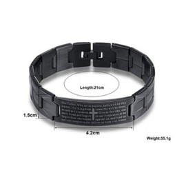 LAFATINA English Bible Verse Stainless Steel Bracelet, Lord Prayer in English Bracelet in Black for Men Women Prayer Cross Bangle, Religious Black Engraved Bible Cross Prayer