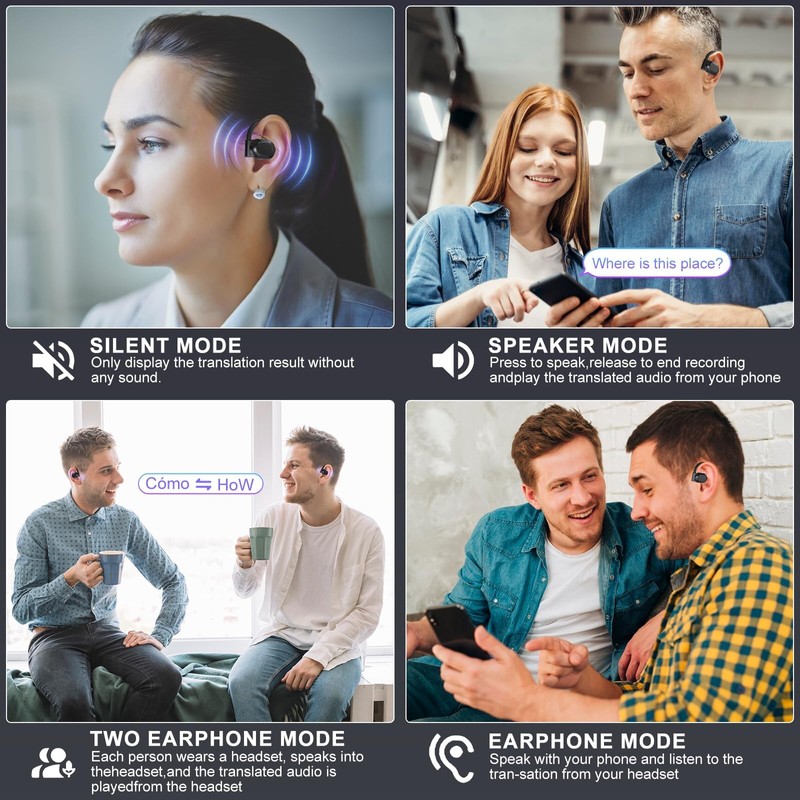 AI Real Time Translation Earbuds,144 Languages Real Time Translator,Bluetooth Wireless