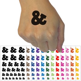 Ampersand Symbol And Temporary Tattoo Water Resistant Fake Body Art Set Collection - Purple (One Sheet)
