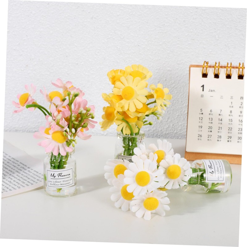 ULTECHNOVO 3 Pcs Cute Mini Flower Vases for Car Aesthetic