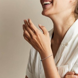 Yowivon Gold-Plated Bracelets for Women, Dainty Adjustable Bolo Bracelets, Tennis Bead Bracelet, Tarnish-Free Gold-Plated Fashion Jewellery, Gifts for Her, Adjustable, Stainless Steel, No Gemstone