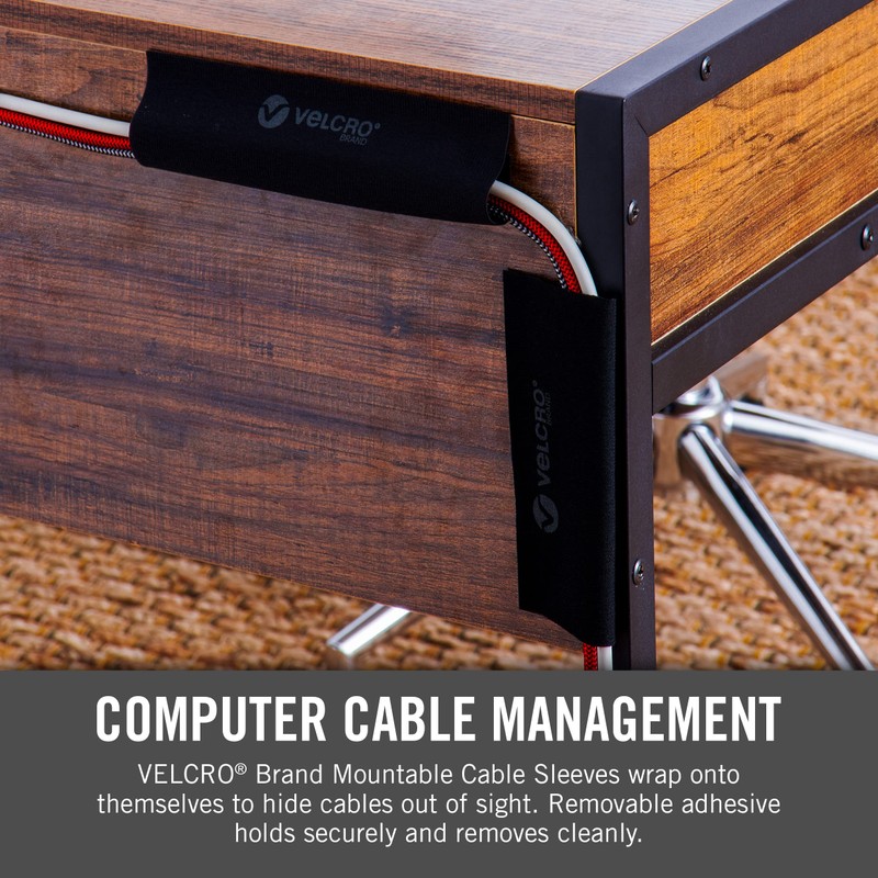 VELCRO Brand Mountable Cable Sleeve | Cord Management Mounts on