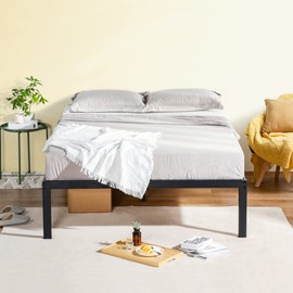 PrimaSleep 18 Inch Tall Metal Bed Frame/Dura Steel Slat/Anti-Slip Support/No Box Spring Needed, Queen, Black